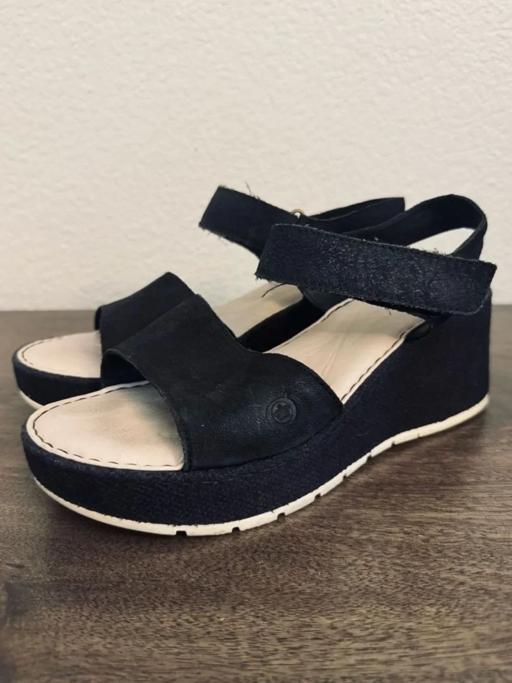 Born Black Leather Platform Sandals 9